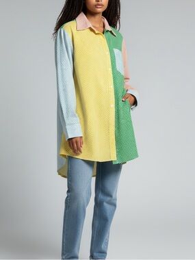True Destinations Button-Up Shirt Women’s Colorblock Size S